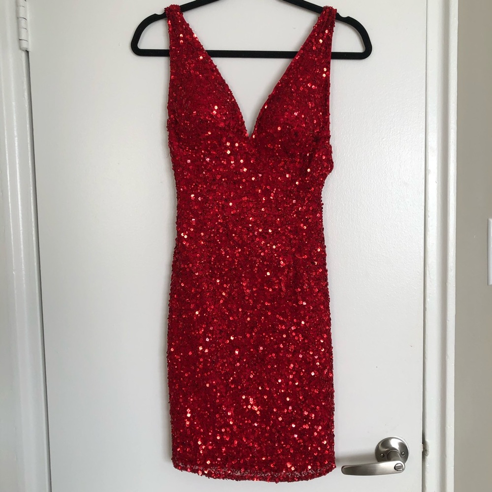 Red Embellished Dress Scala